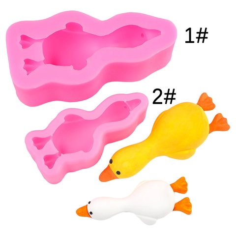 Stampo In Silicone Anatra Forma Animale Sdraiata Per Fai Da Te Pasticceria Cioccolato Torta Resina Gesso Artigianato Rosa