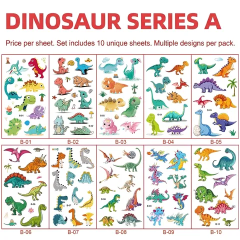 Pegatinas De Tatuaje Temporal De Dinosaurio Animado Impermeables Resistentes Al Sudor Arte Corporal Para Niños Regalos De Fiesta Cumpleaños