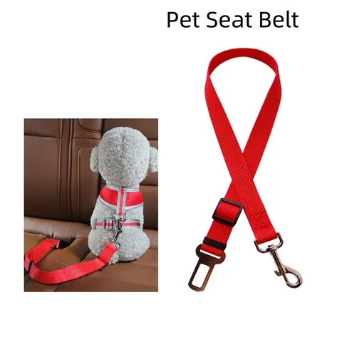 Ceinture De Sécurité Pour Animaux Réglable En Nylon Laisse De Protection Véhicule Pour Chiens Chats Voyage Sangle Durable