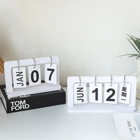 Calendario Perpetuo Manual De Madera Y Metal Adorno De Escritorio Decoración Moderna Para Oficina En Casa