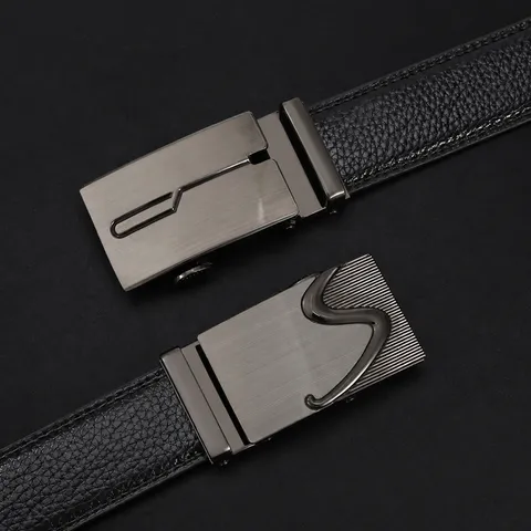 Herren Business Casual Echtleder Gürtel Automatischer Schnalle Rindsleder Hosenbänder High-End Mode Metall Schnalle Taillengürtel