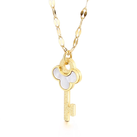 Collar Con Colgante De Llave Para Mujer De Acero Inoxidable Con Incrustaciones De Madreperla Joyería De Moda Elegante