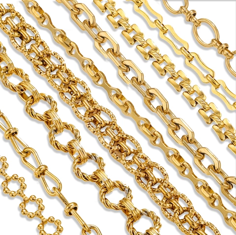 Stainless Steel Jewelry Making Chain Link 18K Gold Plated DIY Necklace Bracelet Accessory Hip Hop Punk Style