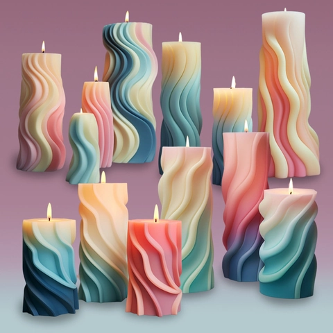 Spiral Wave Cylinder Silicone Candle Mold For DIY Handmade Scented Candle Aromatherapy Plaster Ornament Crafting Tool