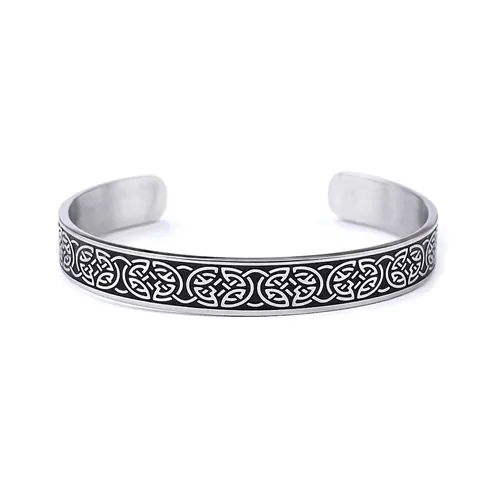 Vintage Viking Bangle Bracelet Stainless Steel Celtic Knot Open Cuff Nordic Retro Punk Style Jewelry For Men And Women