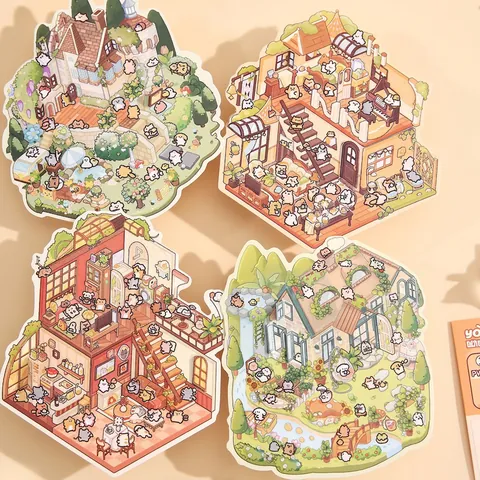 3D Landschaftsaufkleber PVC Und Karton DIY Dekorative Cartoon Märchen Thema Für Journaling Scrapbooking