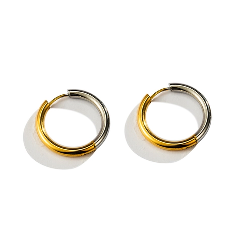 Edelstahl Geometrische Creolen Zweifarbig Gold Silber Stern Herz Rechteck Mode Ohrringe Für Damen Herren