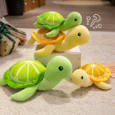 Fruit Lemon Turtle Plush Toy Soft Stuffed Sea Turtle Animal Doll For Kids Home Decor Cute Throw Pillow Gift