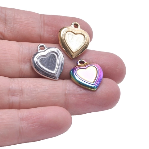 Herz Anhänger Edelstahl 18K Vergoldet DIY Schmuckherstellung Charms Poliertes Kleines Herz Für Halskette Armband Damen