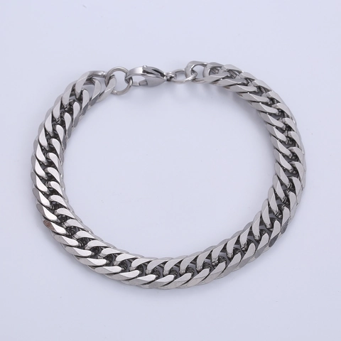 Pulsera De Cadena Cubana Para Hombre De Acero Inoxidable Joyería Pulida Regalo Punk Hip Hop Tono Plateado
