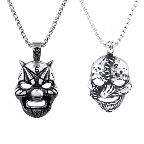 Pendente Maschera Gotica Retro Acciaio Inossidabile Punk Rock Demone Clown Viso Gioielli Per Uomini Donne Collane