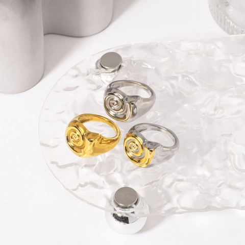 Anillo De Acero Inoxidable Espiral Rosca Minimalista Geométrico Joyería Impermeable Hipoalergénico Unisex Pulido
