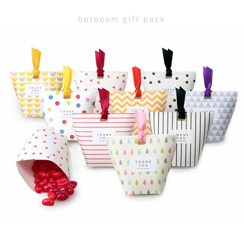 Cajas De Regalo De Papel Colorido Con Asa De Cinta Para Fiesta Boda Embalaje De Dulces Bolsas Decorativas
