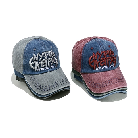 Gorra De Béisbol De Algodón Lavado Vintage Bordado De Letras Color En Contraste Sombrero Streetwear Retro Unisex