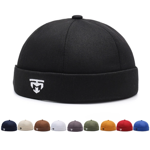 Gorro Docker Retro De Algodón Sin Ala Para Hombre Y Mujer Miki Hat Hebilla Metálica Ajustable Streetwear Hip Hop Skull Cap