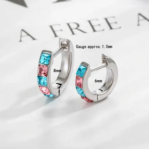 Minimalist Geometric Square Cubic Zirconia Mini Huggie Hoop Earrings Inlaid Copper Jewelry For Women