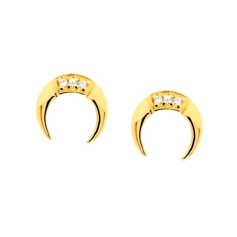 Luxury 925 Sterling Silver Post Crescent Moon Stud Earrings For Women Copper Rhinestone Micro Inlaid Minimalist Jewelry