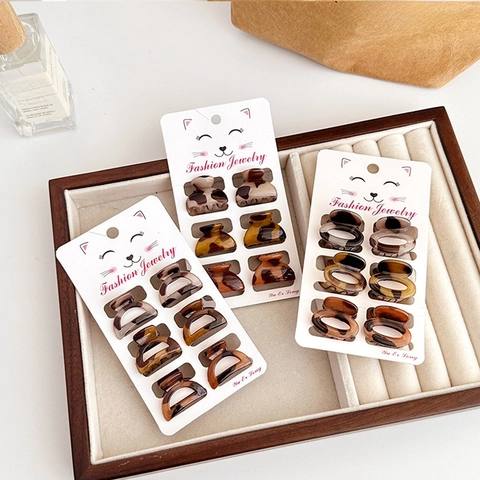 Mini Hair Claws Leopard Tortoiseshell Print Plastic Resin Hair Clips For Women Girls Vintage Small Barrette Elegant Styling Accessory