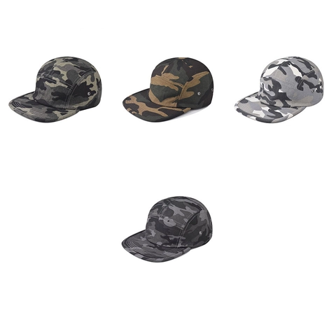 Camper Pet Katoen Canvas Camouflage Patroon Platte Rand Verstelbare Riem Outdoor Zonbescherming Voor Heren Dames