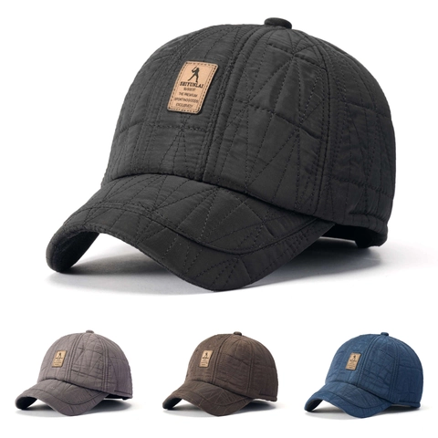 Winter Stepp Baseball Kappe Herren Mit Ohrenschutz Warm Winddicht Gepolstert Outdoor Sport Hut Verstellbar Verdickt Lässig