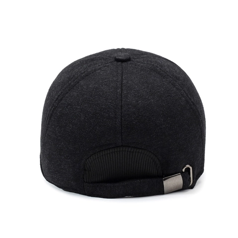 Gorra De Béisbol Invierno Cálida Hombre Lana Protecciones Orejas Acolchada Ajustable Sombrero Clásico Color Sólido