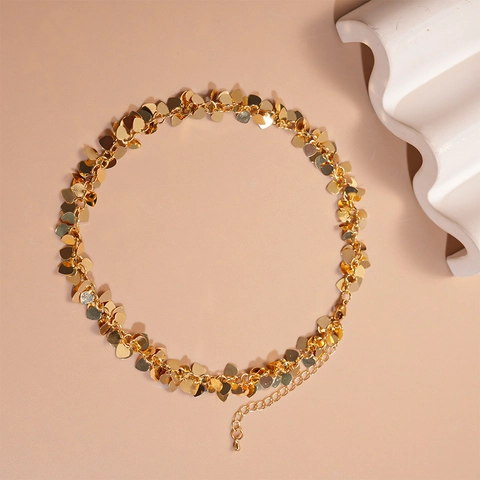 Collana Con Frange Di Paillettes A Cuore Dorato Nappa In Metallo Catena Della Clavicola Minimalista Per Donna