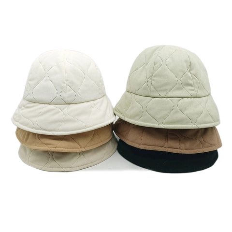 Sombrero De Pescador De Pana Acolchado Vintage Cálido Color Sólido Accesorios De Moda De Invierno Para Mujer