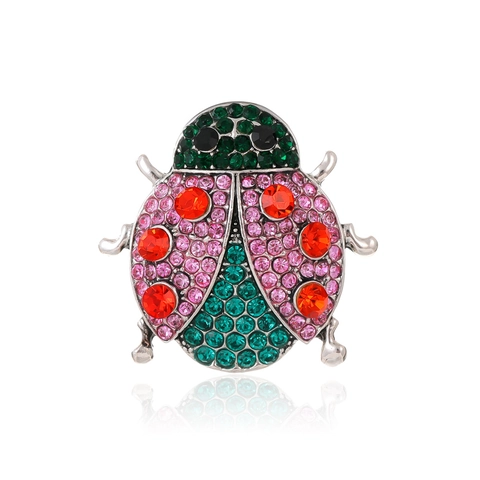 Marienkäfer Brosche Legierung Strass Eingelegt Bunte Tier Pin Schmuck Kleidung Zubehör Geschenk Für Damen Mädchen Cartoon