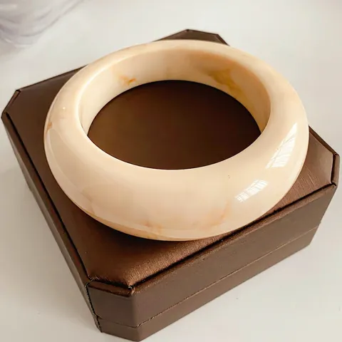 Fashion Wide Resin Bangle Bracelet Vintage Marble Pattern Thick Round Hand Jewelry For Women Minimalist Style
