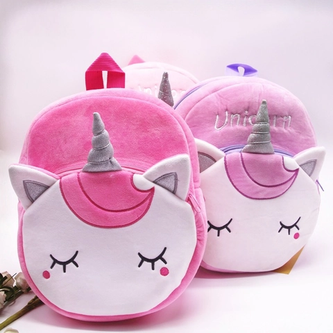 Kids Unicorn Plush Backpack Soft Animal Cartoon Schoolbag For Toddler Girls Cute Breathable Lightweight Travel Bag