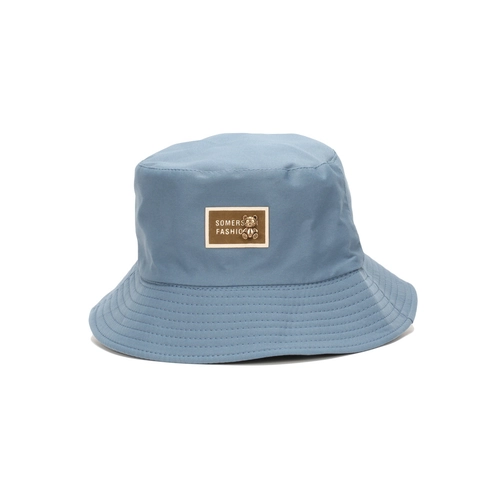 Women Bucket Hat Sun Protection Polyester Wide Brim Summer Outdoor Casual Bear Label Decoration Solid Color Lightweight
