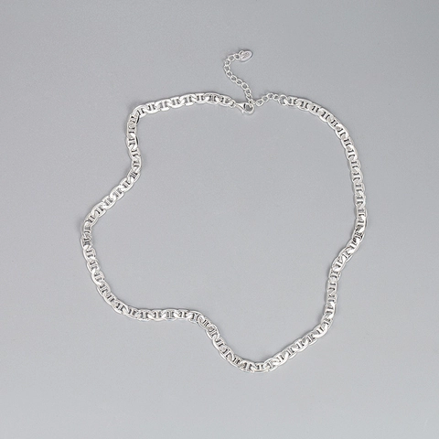 S925 Sterling Silver Mariner Link Pig Nose Necklace Hip Hop Punk Style Clavicle Chain For Women Fashion Jewelry Silver