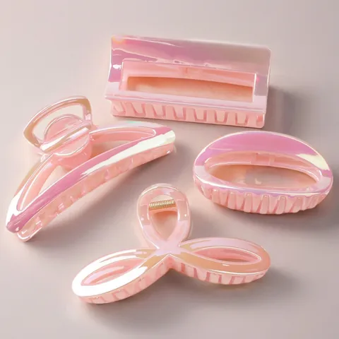 Iridescent Hair Claw Clip Large Laser Plated PC Plastic Jelly Mermaid Style Shark Hairpin Elegant Headwear For Women