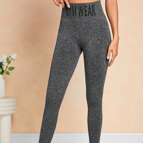 High Waist Damen Yoga Leggings Hellgrau Meliert Nylon Spandex Bauchkontrolle Hüftlifting Fitness Sportbekleidung