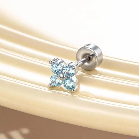 Knorpel Piercing Ohrring Stecker Titanstahl Kupfer Zirkon Blumenform Schraubverschluss Filigraner Schmuck Für Damen