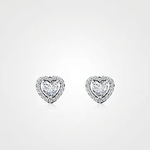 Boucles D'oreilles Cœur Argent Sterling 925 Zirconium Halo Micro Pave Élégant Minimaliste Bijoux Pour Femmes Cadeau