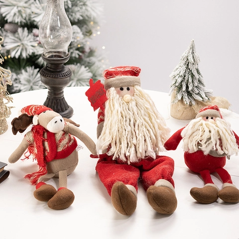 Adornos De Navidad De Peluche Papá Noel Reno Muñeco De Nieve Tela De Punto Muñecas Decoración Festiva Para El Hogar