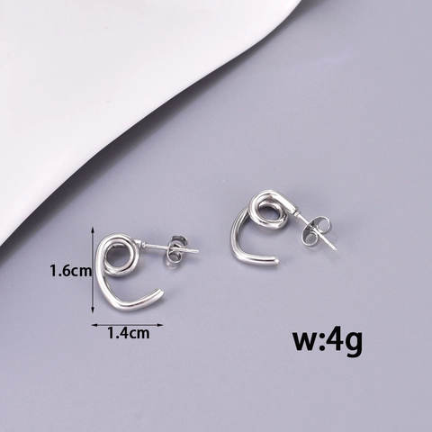 Twisted Heart Stud Earrings Titanium Steel 18K Gold Plated Geometric Spiral Two-Tone Minimalist Jewelry For Women