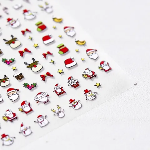 Autocollants De Nail Art En Relief De Noël Père Noël Bonhomme De Niege Renne Auto-Adhésifs Décoration De Manucure Festive