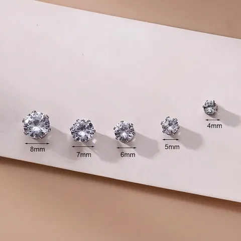 Non Piercing Magnetic Stud Earrings Stainless Steel Cubic Zirconia Claw Setting Fashion Jewelry Unisex