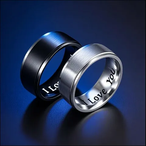 Anillo De Acero Inoxidable Cepillado Mate Grabado I Love You Joyería De Moda Minimalista Para Hombres Mujeres