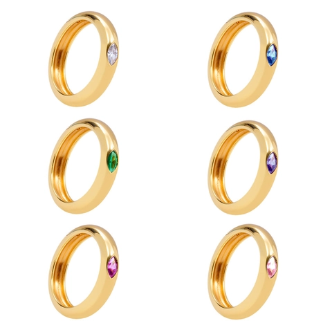 Anello In Zirconia Marquise Vintage Rame Placcato Oro Gioielli Colorati Per Donne Accessorio Minimalista