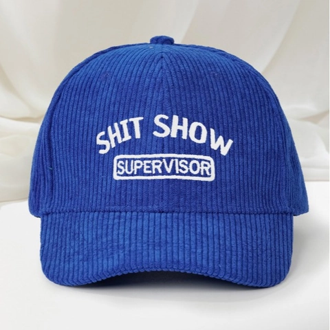 Cappello Da Baseball In Velluto A Coste Ricamato Shit Show Supervisor Regolabile Retro Visiera Curva
