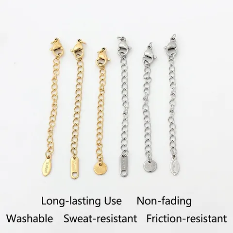 Stainless Steel Jewelry Extender Chain With Lobster Clasp Heart Round Waterdrop Tags For DIY Necklace Bracelet Making