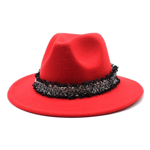 Fedora Hat Cotton Polyester Felt Wide Brim Jazz Cap With Tweed Tassel Band Vintage Style For Men Women Solid Color Retro