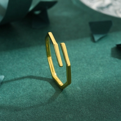 Anello Regolabile Minimalista Ottagono Geometrico Per Donna In Rame Placcato Oro Anello Aperto Gioielli Di Moda Regalo