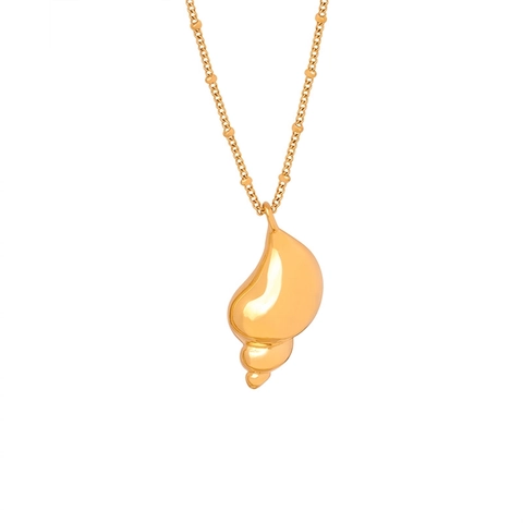 Collana Con Pendente A Conchiglia In Acciaio Inossidabile Al Titanio Lucido Catena A Sfere Gioielli Minimalisti Da Spiaggia Per Donna