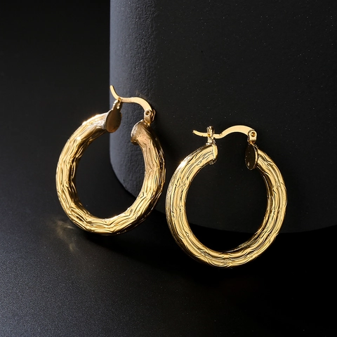 Pendientes De Aro Martillados Con Textura Cobre Chapado En Oro 18K Joyas Geométricas Redondas Para Mujeres Accesorio Elegante Minimalista