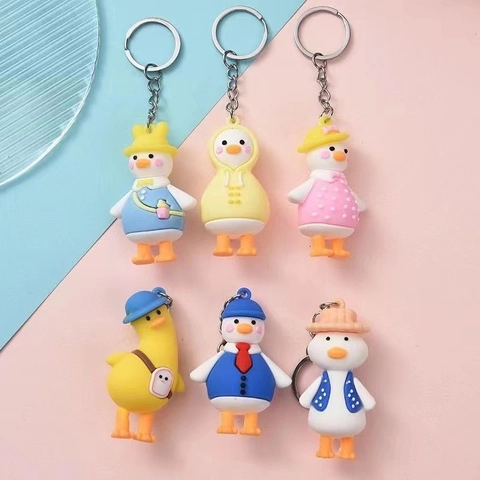 Portachiavi a Forma di Anatra Cartone Animato Simpatico Ciondolo in Silicone per Zaino Caneton Portachiavi Morbido Regalo per Bambini