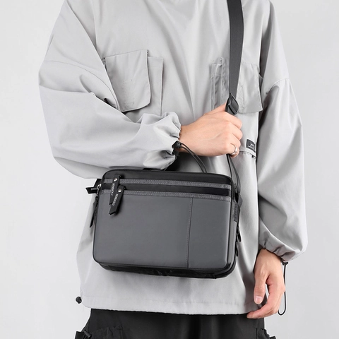 Borsa A Tracolla Da Uomo In Nylon Grande Capacità Multitasche Resistente All'acqua Borsa A Spalla Stile Urbano